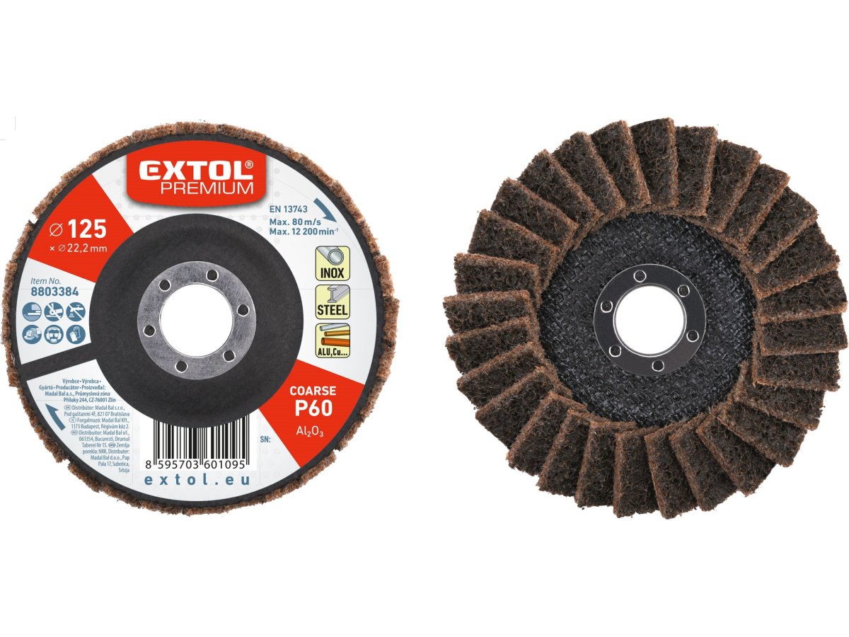 EXTOL PREMIUM 8803384 kotouč 125mm P60 lamelový šikmý z brusného korundového rouna Obrázek