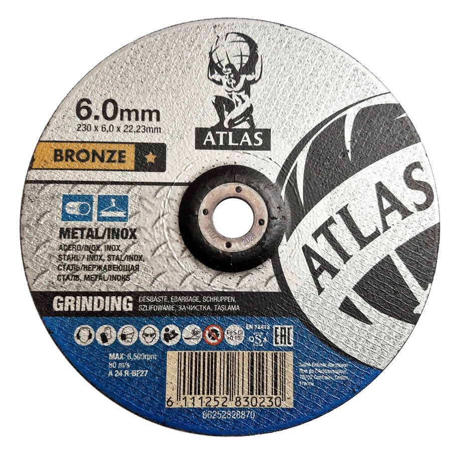 ATLAS 230x6.0 A24R-BF27 brusný kotouč na ocel a nerez 66252828870 Obrázek