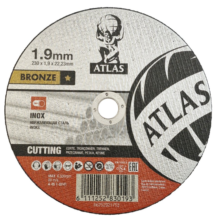 ATLAS 230x1.9 A46T BF41 řezný kotouč na nerez a ocel 66252821753 Obrázek