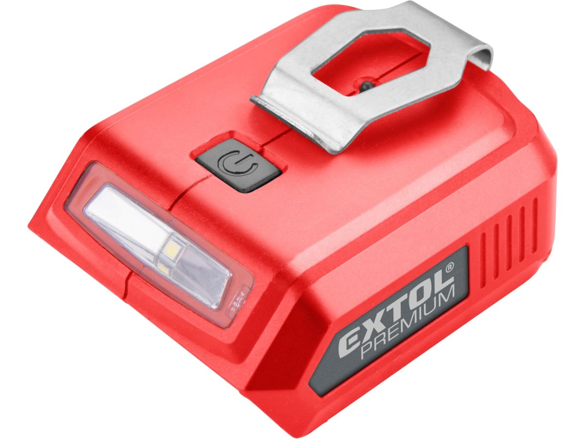 EXTOL PREMIUM 8891896 LED světlo a USB nabíječka, SHARE20V bez baterie, 5V/2A Obrázek