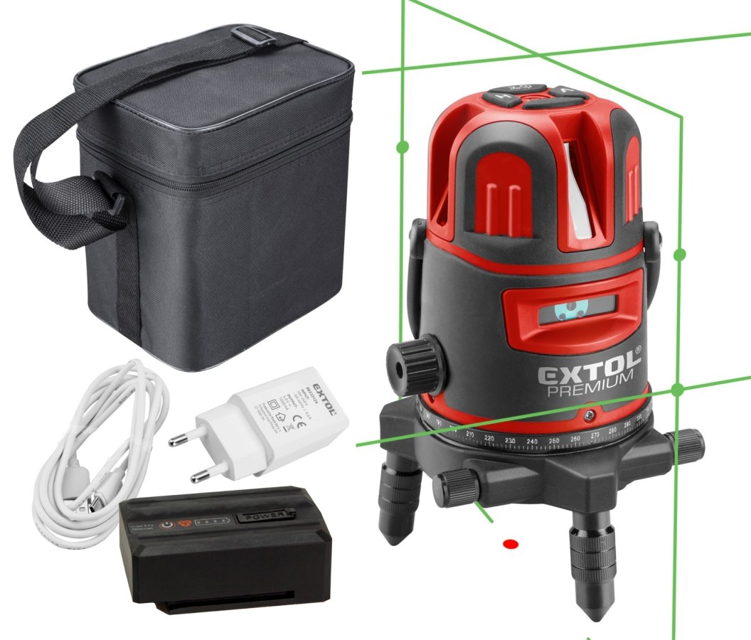 EXTOL PREMIUM 8823312 křížový samonivelační laser zelený liniový Obrázek
