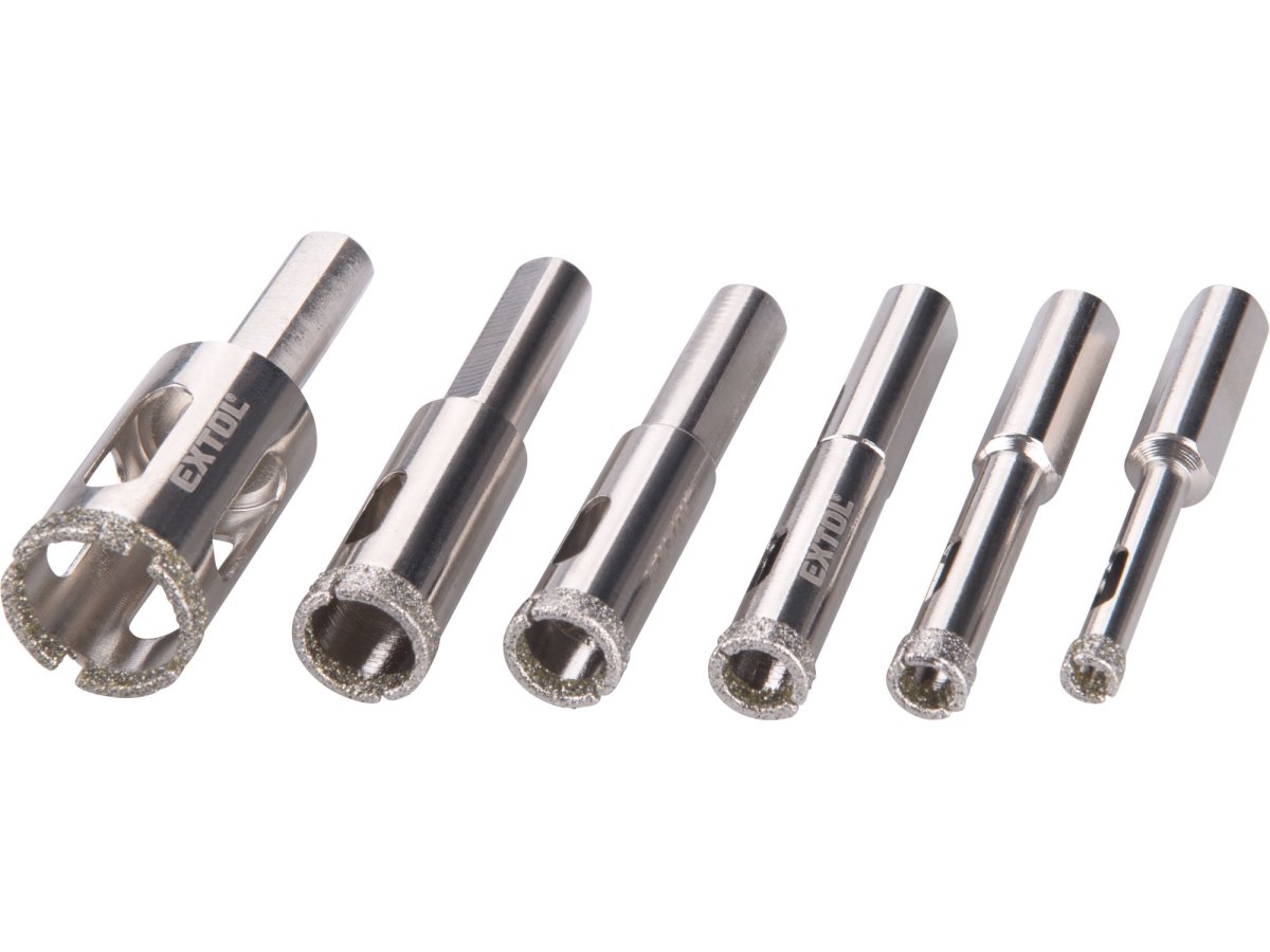 EXTOL PREMIUM 8801975 sada dia vykružovacích vrtáků na sklo a keramiku 6-20mm 6ks Obrázek