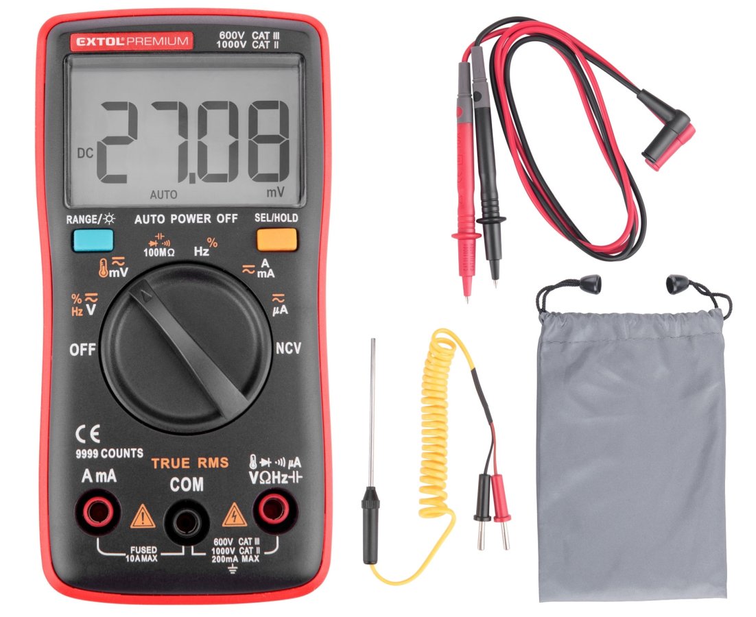 EXTOL PREMIUM 8831254 automatický digitální multimetr s teploměrem Obrázek