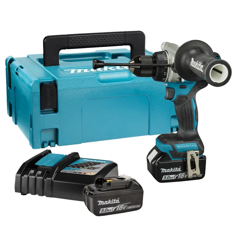Levně MAKITA DHP492RTJ aku bezuhlíkový příklepový šroubovák Li-ion LXT 18V 5,0 Ah,Makpac