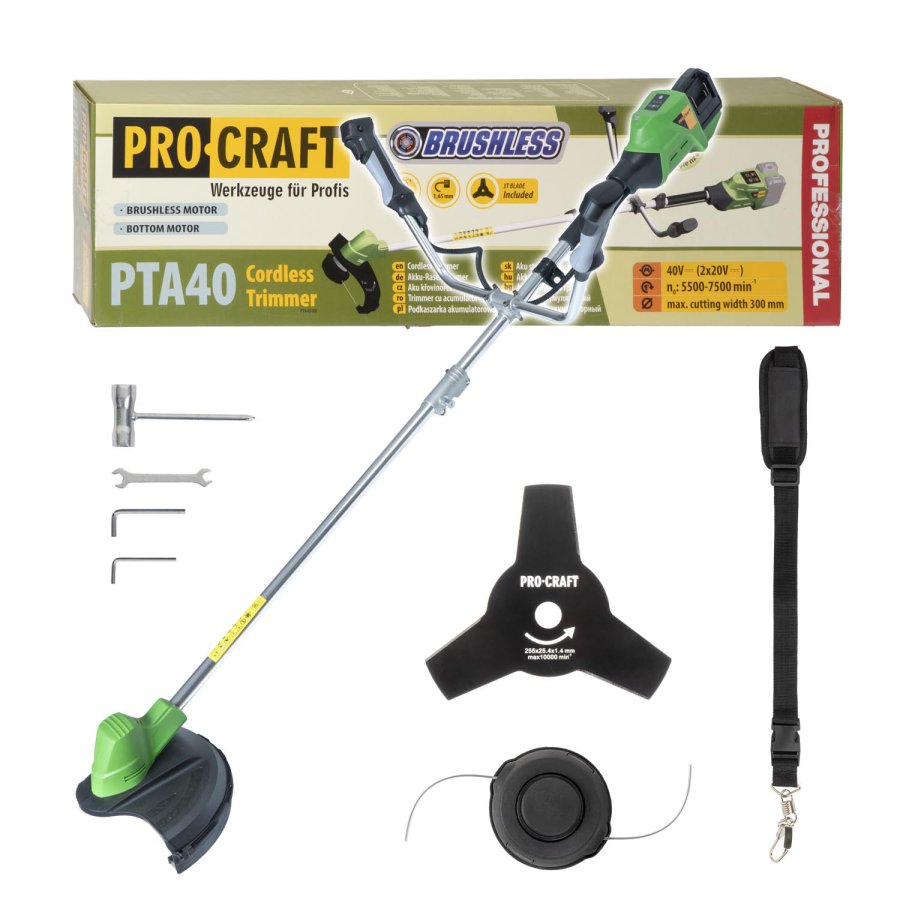 Levně PROCRAFT PTA40 aku křovinořez 2x 20V LiIon bez baterie