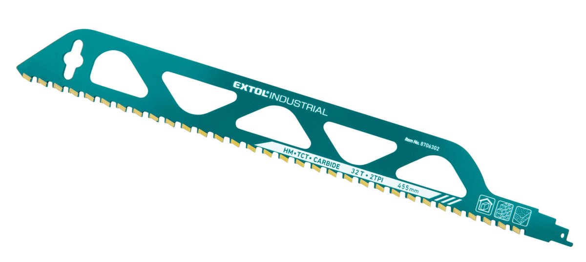 Levně EXTOL INDUSTRIAL 8706302 pilový list do ocasky s SK zuby na cihly 455x50x2,5mm
