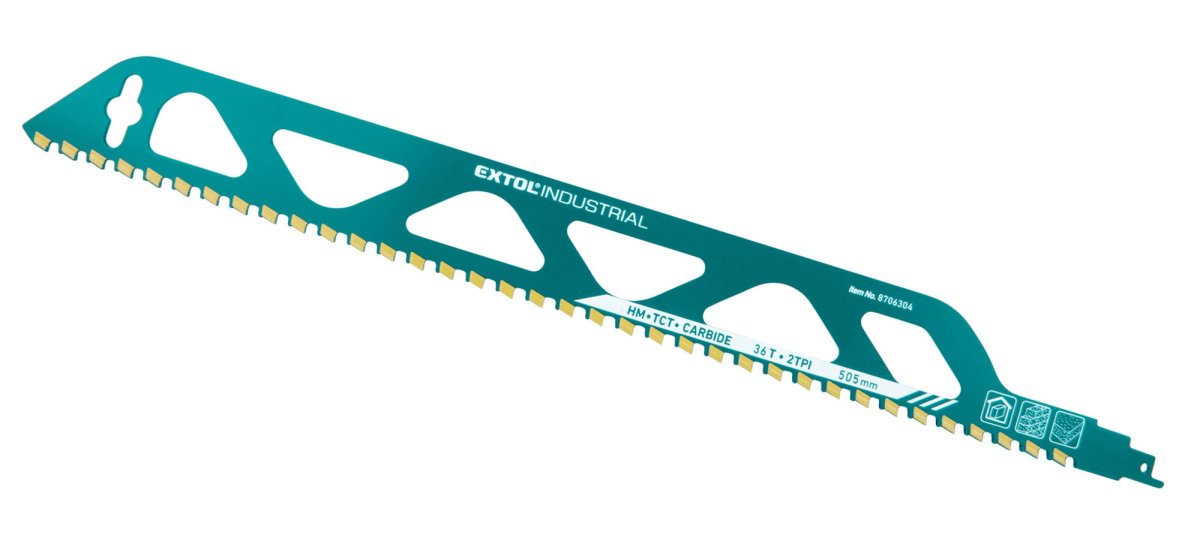 Levně EXTOL INDUSTRIAL 8706304 pilový list do ocasky s SK zuby na cihly 505x50x2,5mm