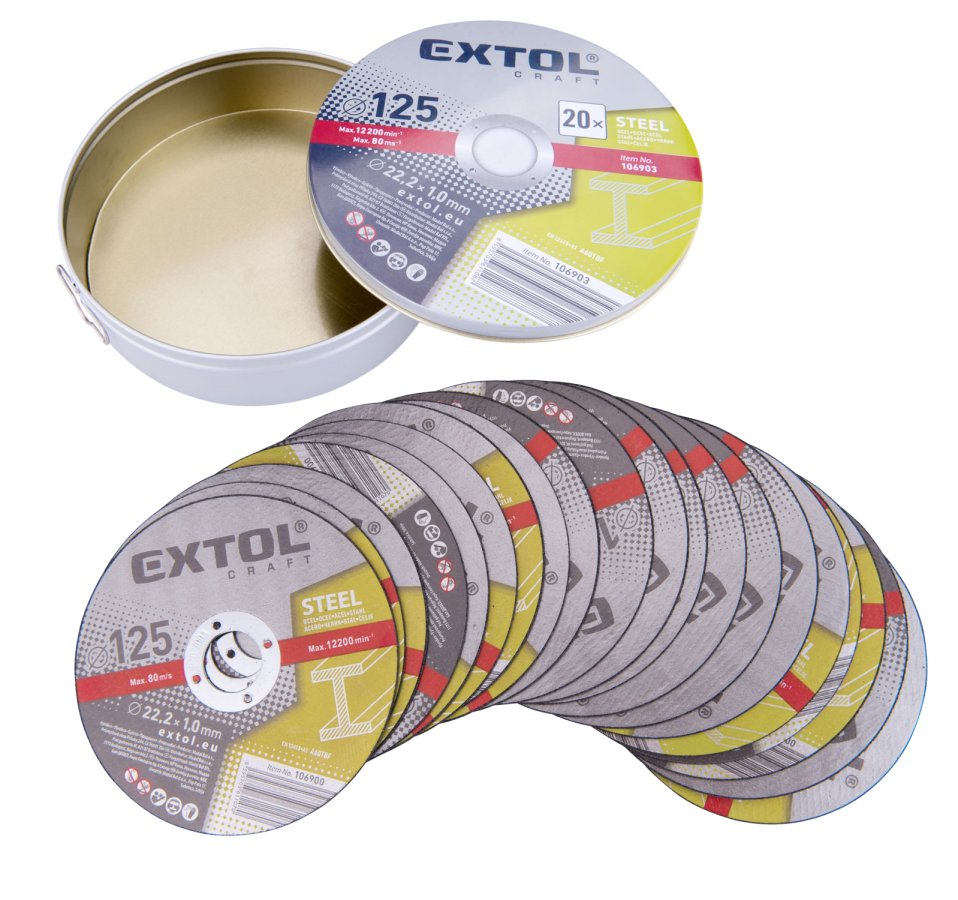 Levně EXTOL CRAFT 106903 sada řezných kotoučů 125x1,0x22,2mm na ocel 20ks