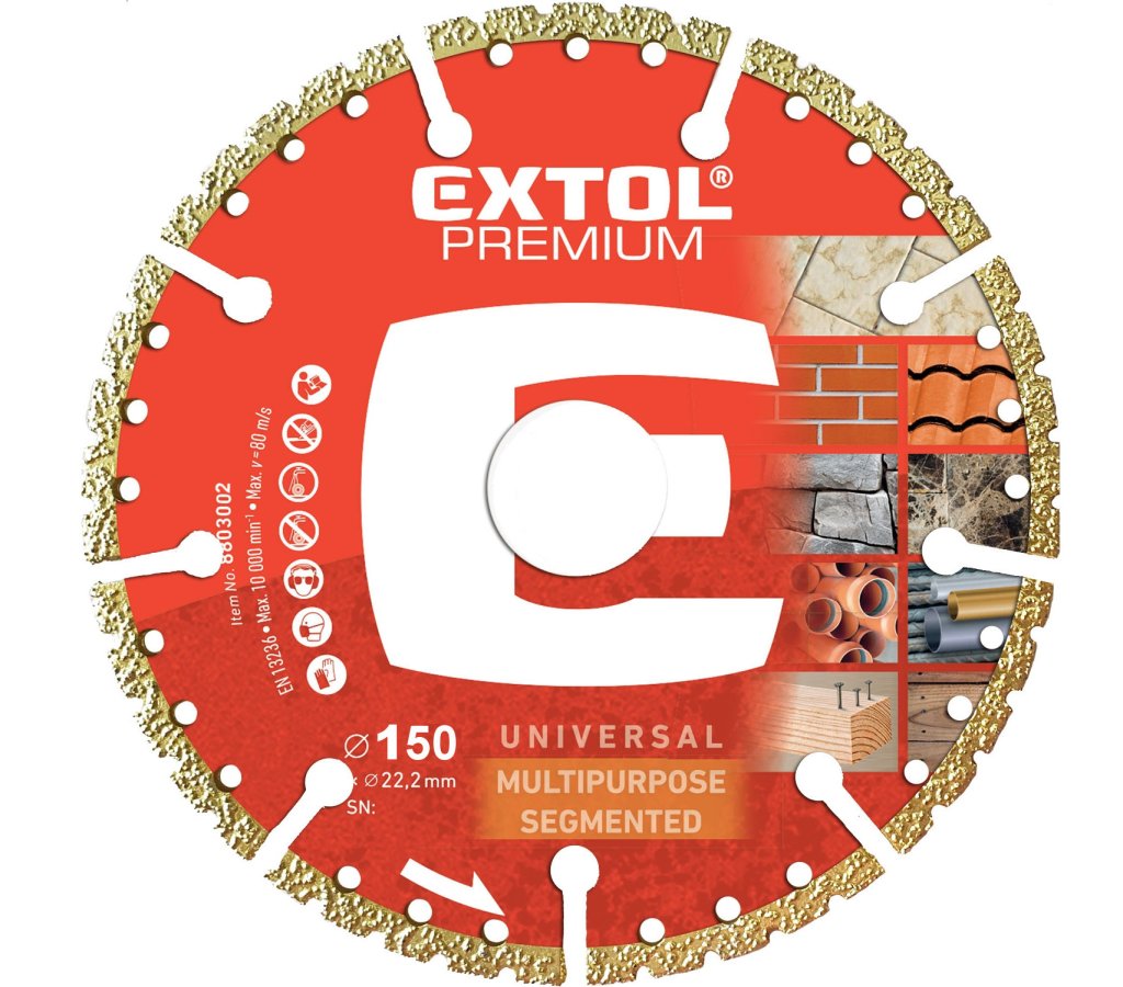 Levně EXTOL PREMIUM 8803002 kotouč řezný diamantový MULTI 150x2,4x22,2mm univerzální