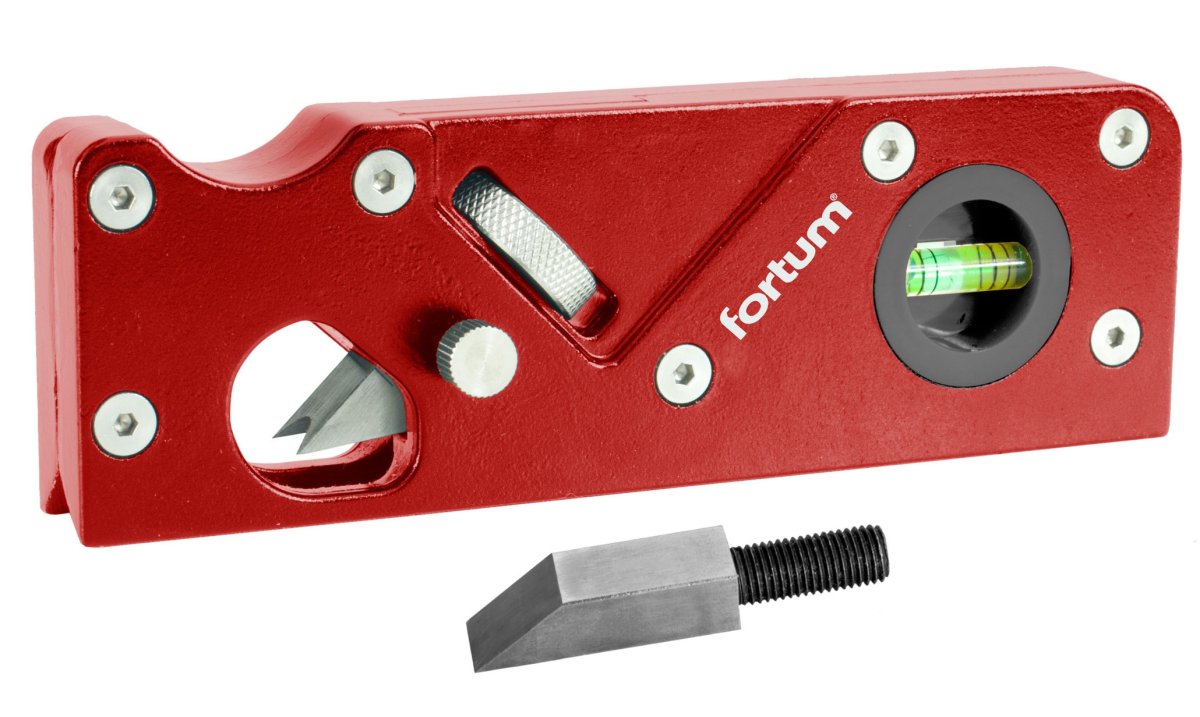 FORTUM 4752104 hoblík na srážení hran nastavitelný, 2 nožové profily 45° + R3mm