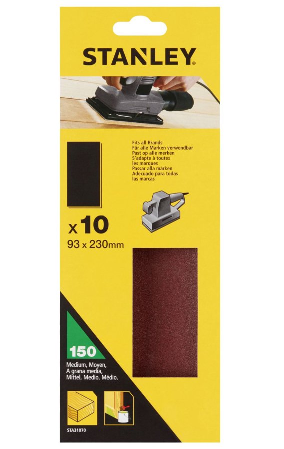 STANLEY STA31070 93x230mm K150 brusný papír, 10ks