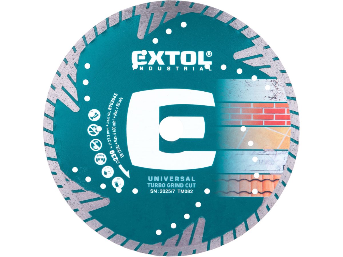Levně EXTOL INDUSTRIAL 8703065 kotouč dia 230x22,2x2,6mm turbo Grind Cut suché i mokré řezání