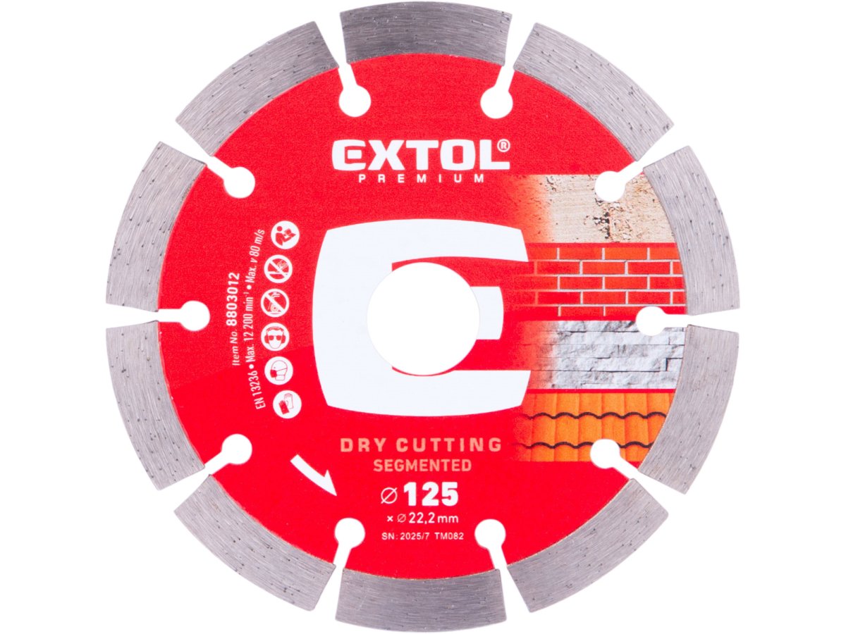 Levně EXTOL PREMIUM 8803012 kotouč 125x22,2x1,8mm diamantový segmentový, suché řezání