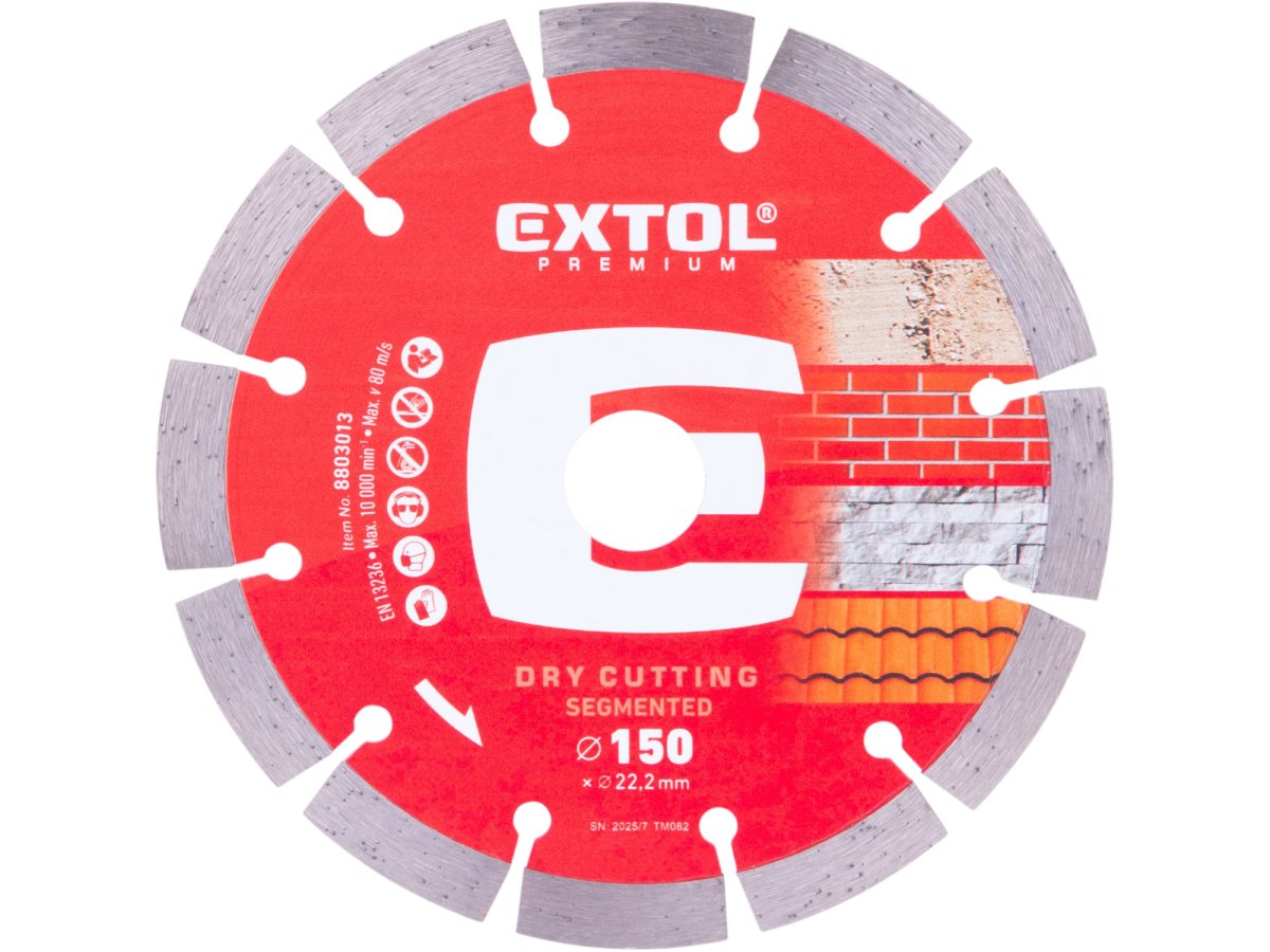 Levně EXTOL PREMIUM 8803013 kotouč 150x22,2xmm diamantový segmentový, suché řezání