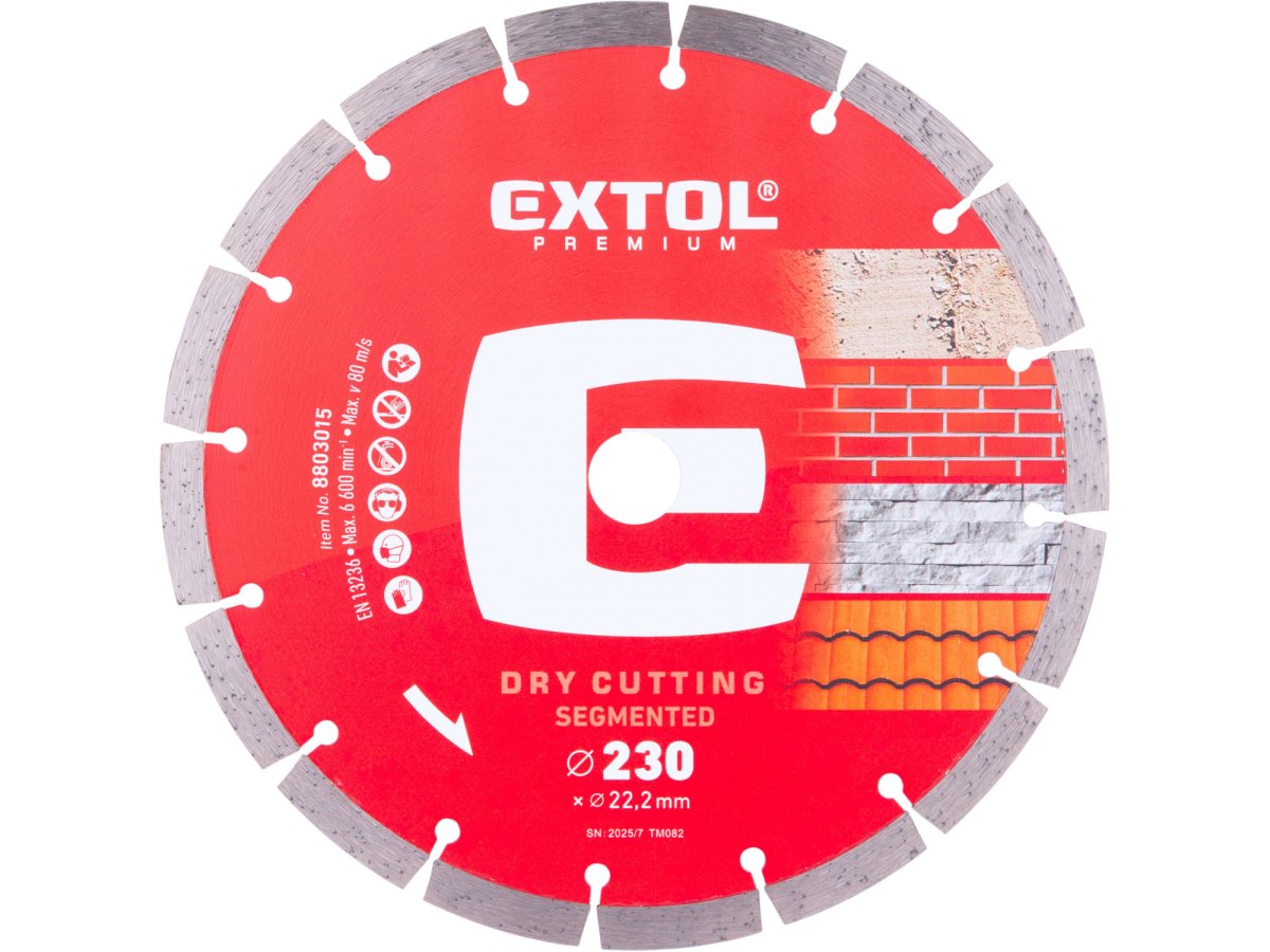 Levně EXTOL PREMIUM 8803015 kotouč 230x22,2x2,6mm diamantový segmentový, suché řezání