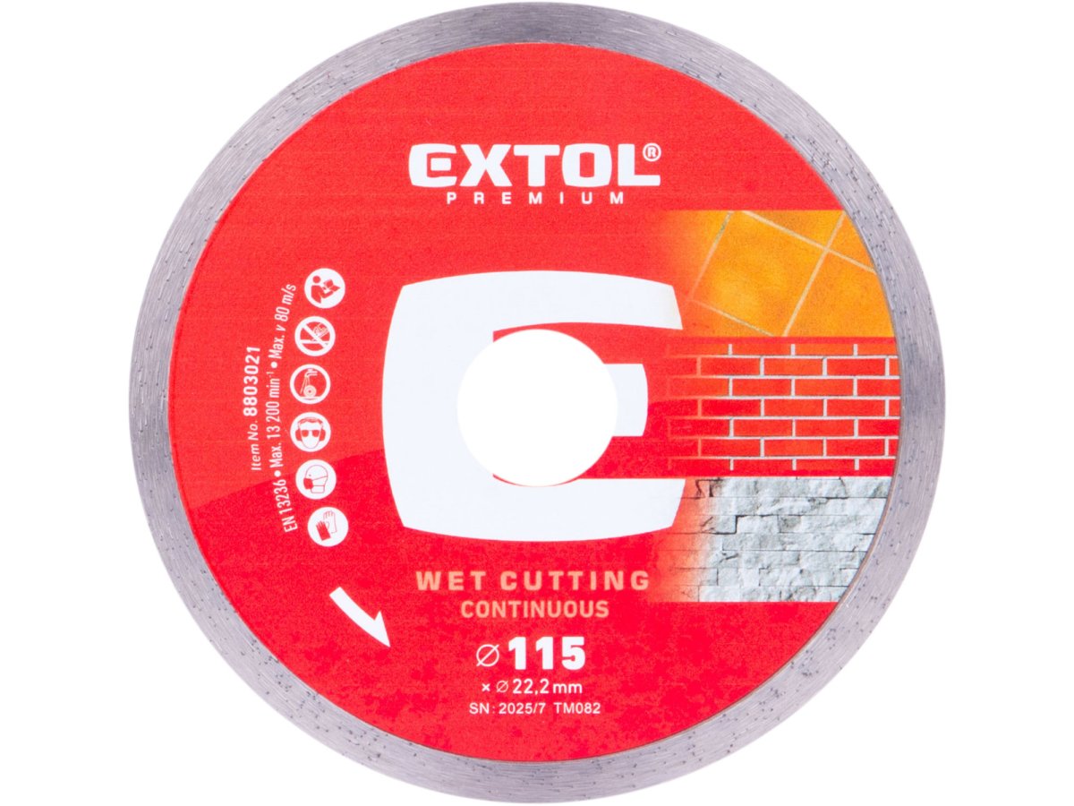 Levně EXTOL PREMIUM 8803021 kotouč diamantový 115x22,2x1,1mm na dlažbu EXTRA tenký, mokré řezání