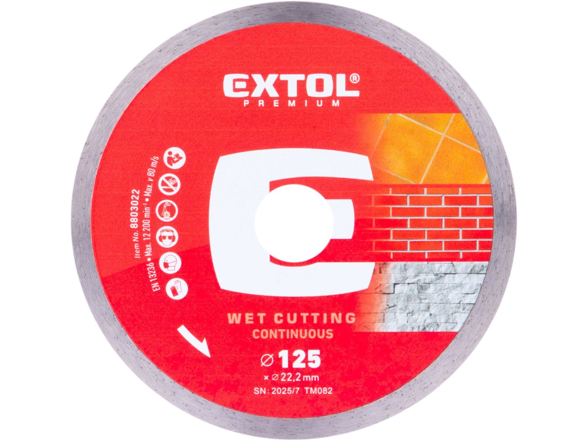 Levně EXTOL PREMIUM 8803022 kotouč diamantový 125x22,2x1,1mm na dlažbu EXTRA tenký, mokré řezání