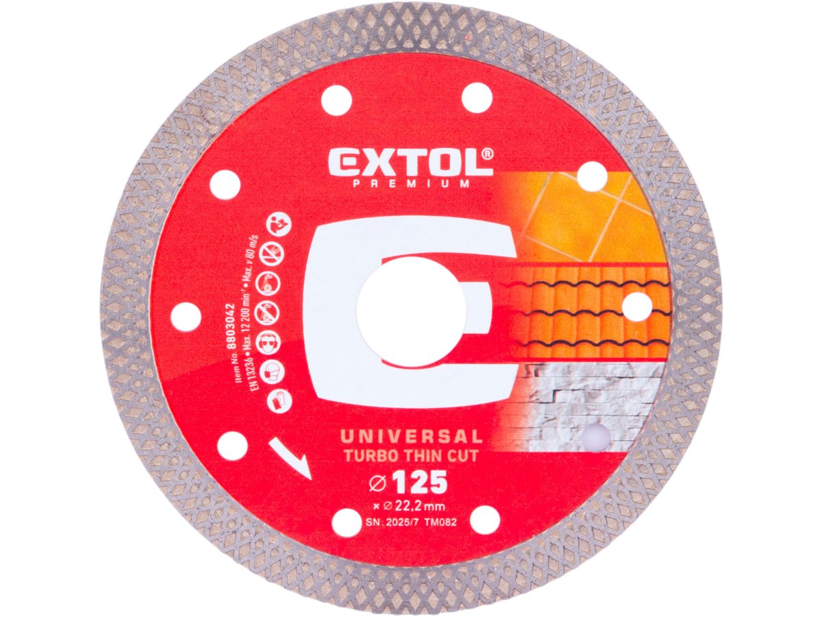 Levně EXTOL PREMIUM 8803042 kotouč diamantový 125x22,2x1,4mm turbo Thin Cut suché i mokré řezy