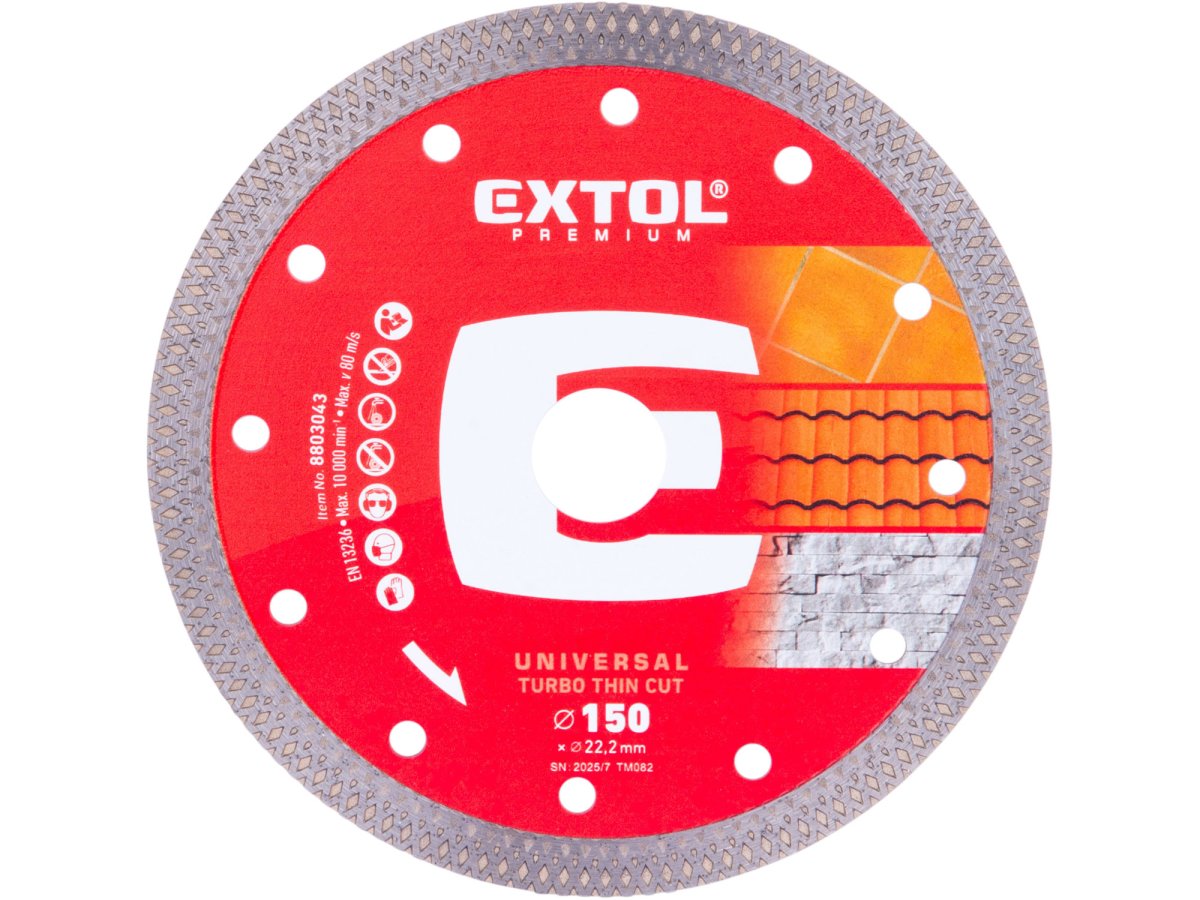 Levně EXTOL PREMIUM 8803043 kotouč diamantový 150x22,2x1,6mm turbo Thin Cut suché i mokré řezy
