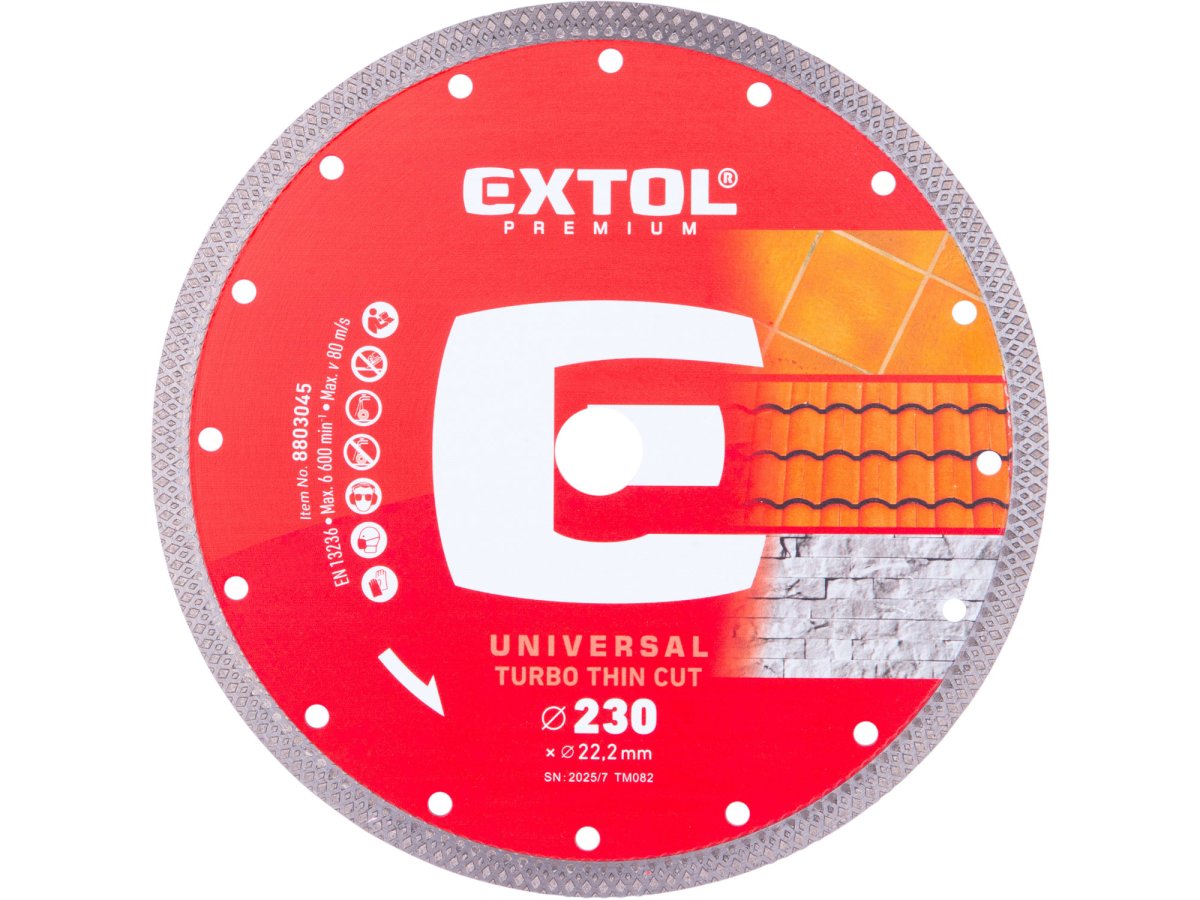 Levně EXTOL PREMIUM 8803045 kotouč diamantový 230x22,2x2mm turbo Thin Cut suché i mokré řezy
