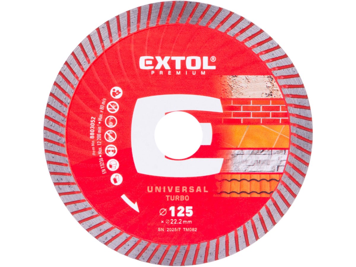 Levně EXTOL PREMIUM 8803052 kotouč diamantový 125x22,2x2mm turbo pro suché i mokré řezání