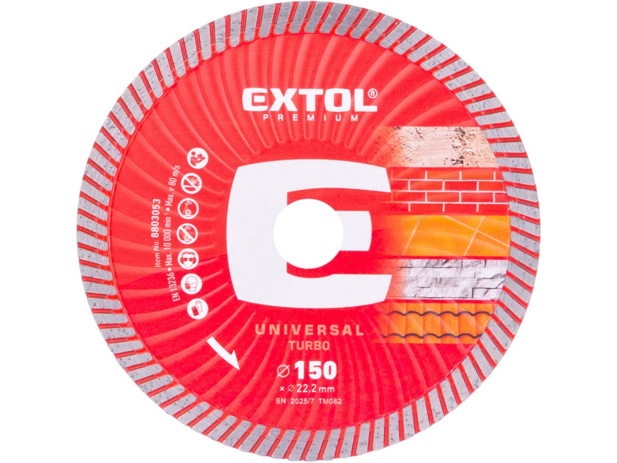 Levně EXTOL PREMIUM 8803053 kotouč diamantový 150x22,2x2,4mm turbo pro suché i mokré řezání