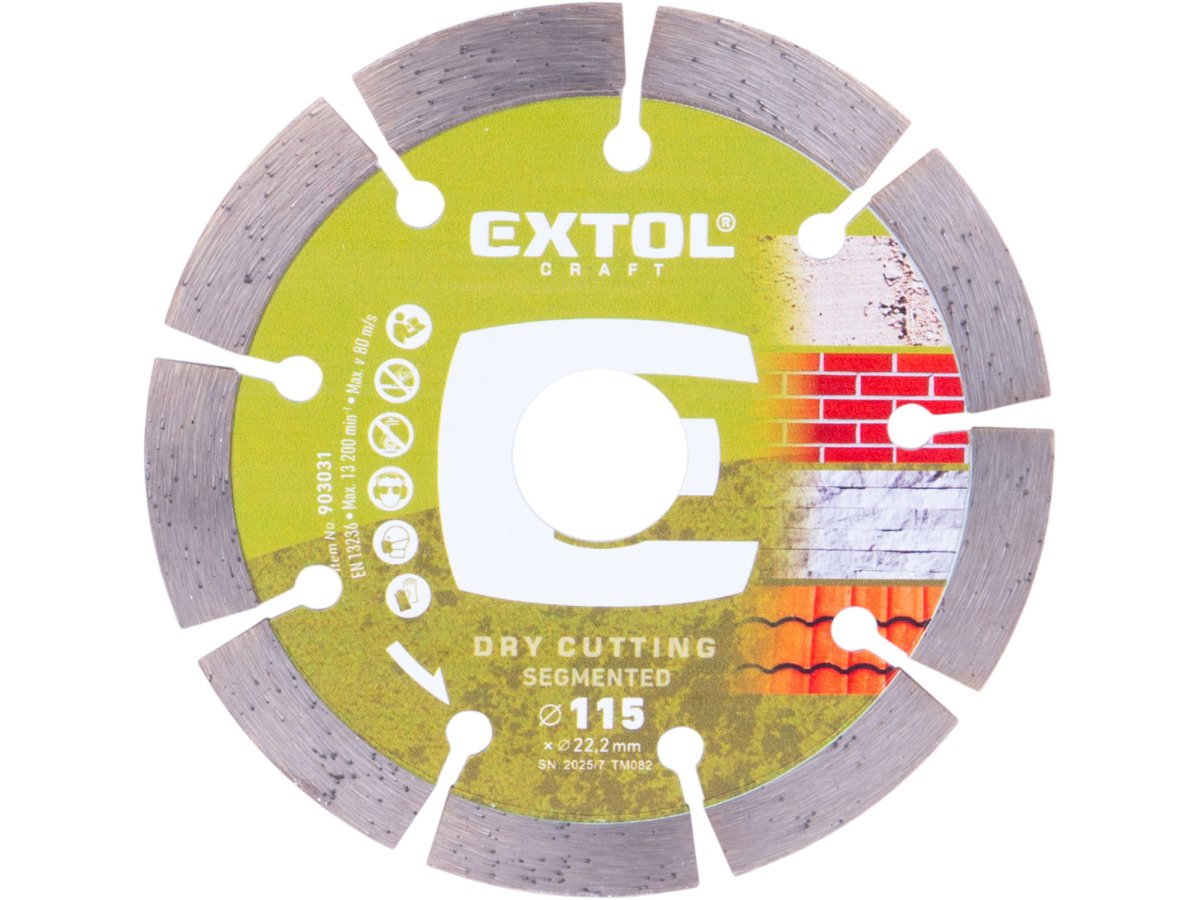 Levně EXTOL CRAFT 903031 kotouč diamantový 115x22,2x1,8mm segmentový - suché řezání