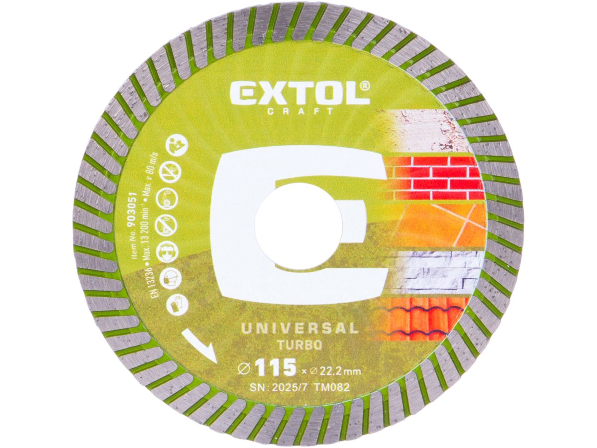 EXTOL CRAFT 903051 kotouč diamantový 115x22,2x2mm TURBO suché i mokré řezání