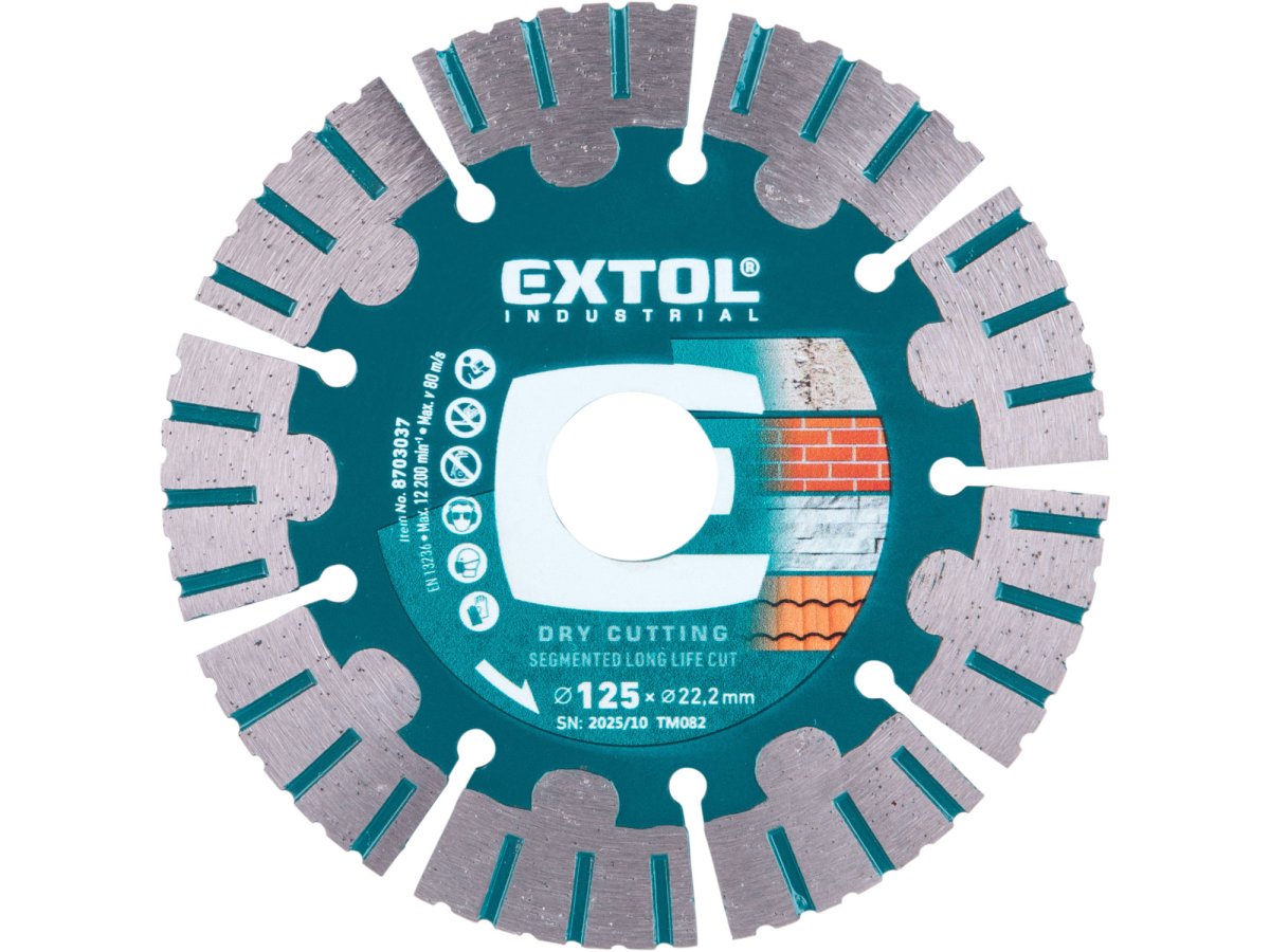 Levně EXTOL INDUSTRIAL 8703037 kotouč diamantový 125x22,2x1,9mm Long Life Cut suché řezání
