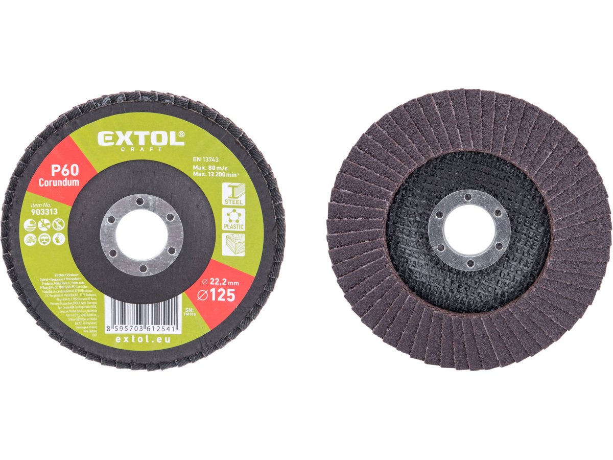 Levně EXTOL CRAFT 903313 lamelový kotouč 125mm P60 šikmý korundový