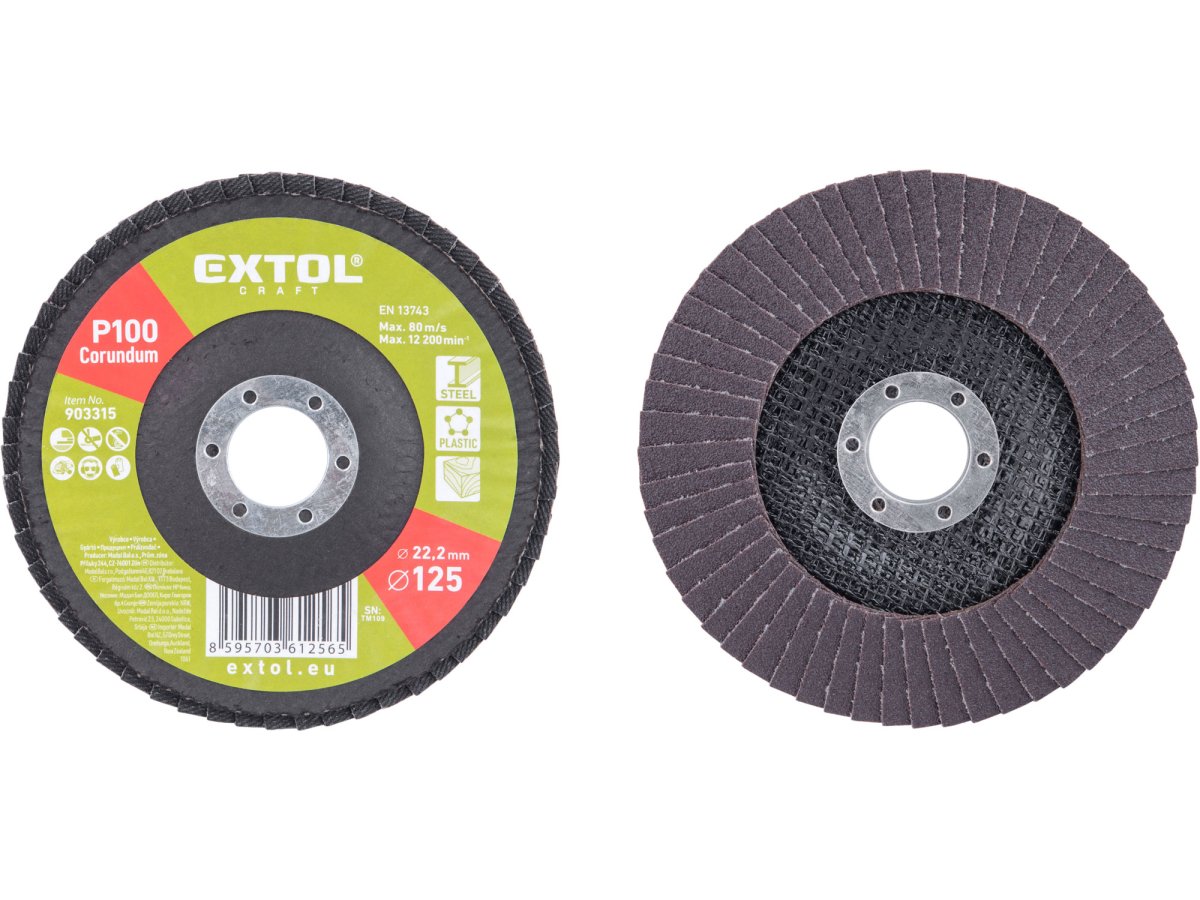 Levně EXTOL CRAFT 903315 lamelový kotouč 125mm P100 šikmý korundový