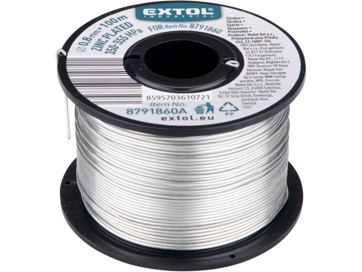Levně EXTOL INDUSTRIAL 8791860A drát vázací armovací 0,8mm 100m