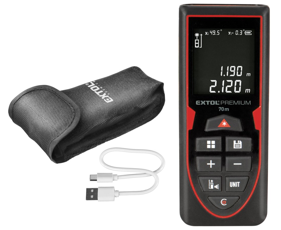 EXTOL PREMIUM 8820047 metr laserový 70M (zelený) LiIon 3,7V 800mAh