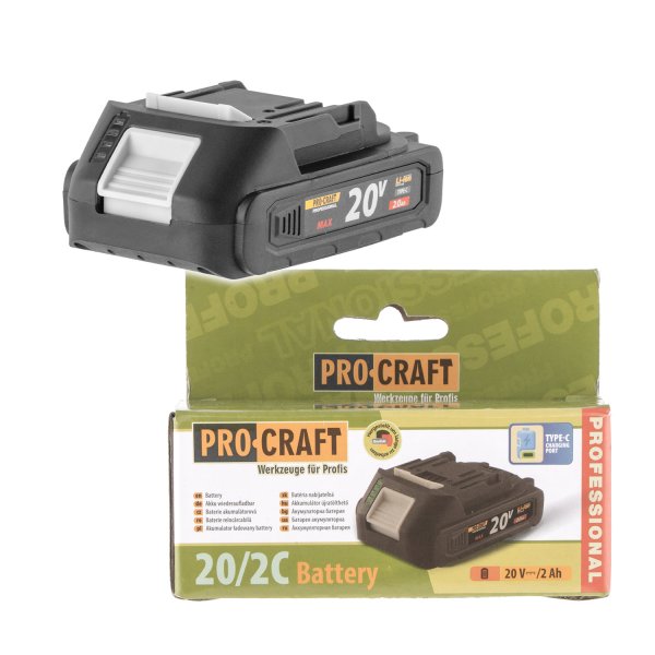 PROCRAFT 20/2C baterie akumulátorová 20V Li-ion, 2000mAh USB Type C