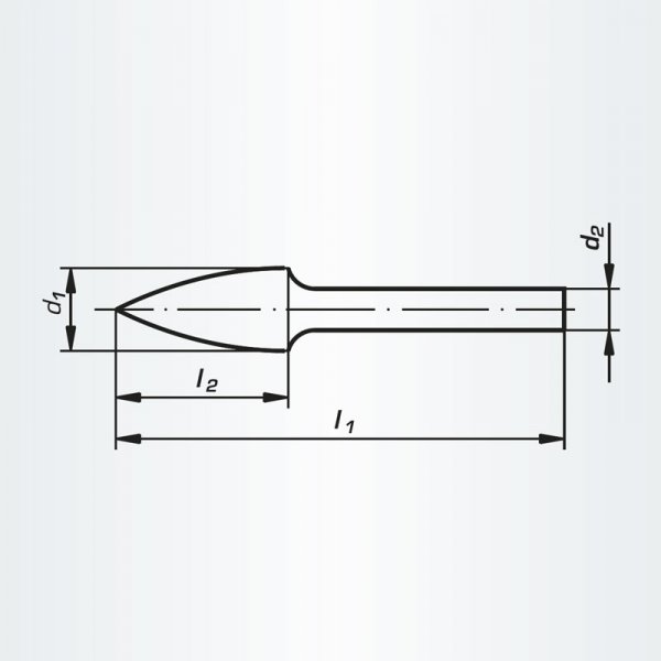 RHODIUS špičatá tvrdokovová fréza HF G 9,6x19,0x6,0x64 Z7 ALPHA 304395 Obrázek