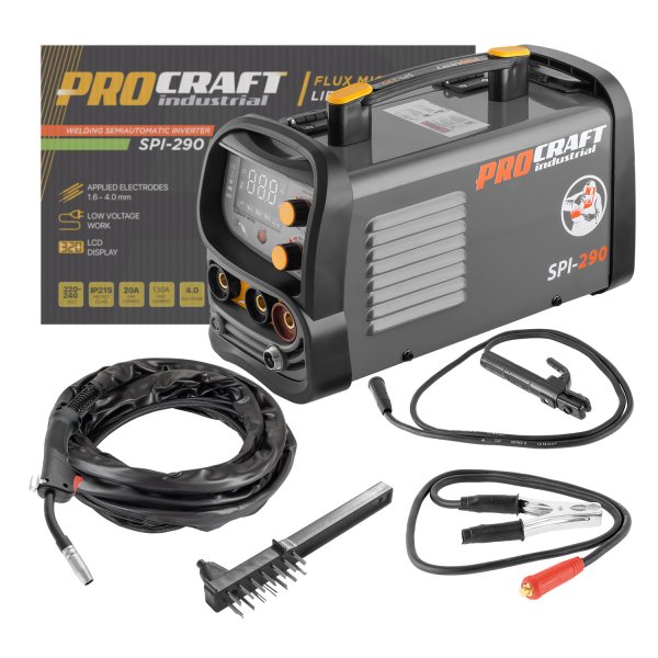 PROCRAFT SPI-290 kombinovaná invertorová svářečka Co Flux - trubičkový drát, MMA, TIG lift