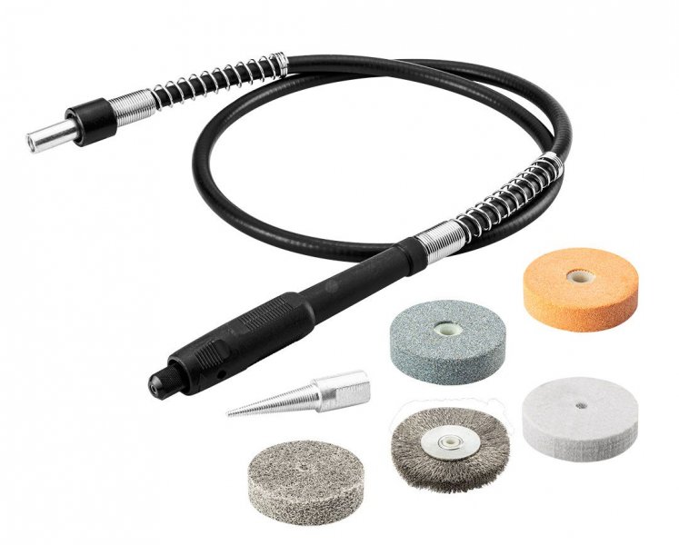 GRAPHITE ENERGY+ 58G095 aku stolní mini kotoučová bruska s ohebou hřídelí, bez aku Obrázek