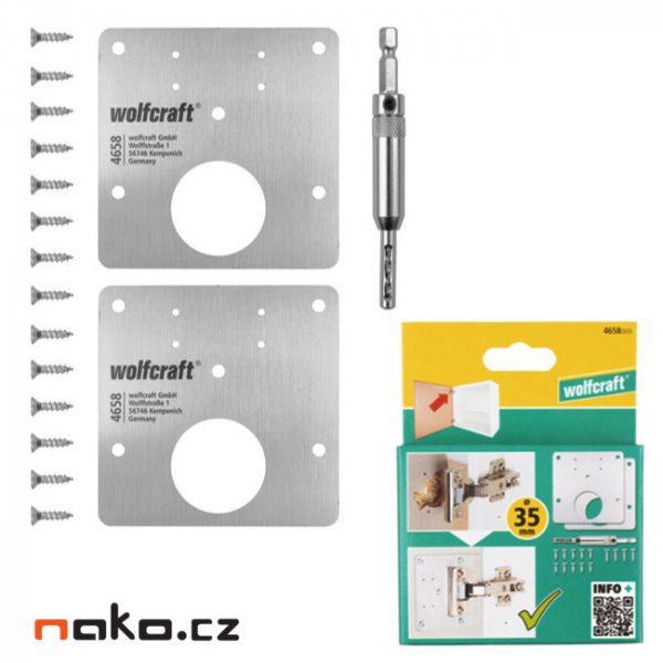 WOLFCRAFT 4658000 sada na opravu pantů – montážní desky Obrázek