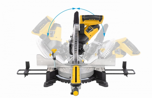 POWERPLUS POWX075740DB pokosová pila s oboustranným náklonem 254mm Obrázek
