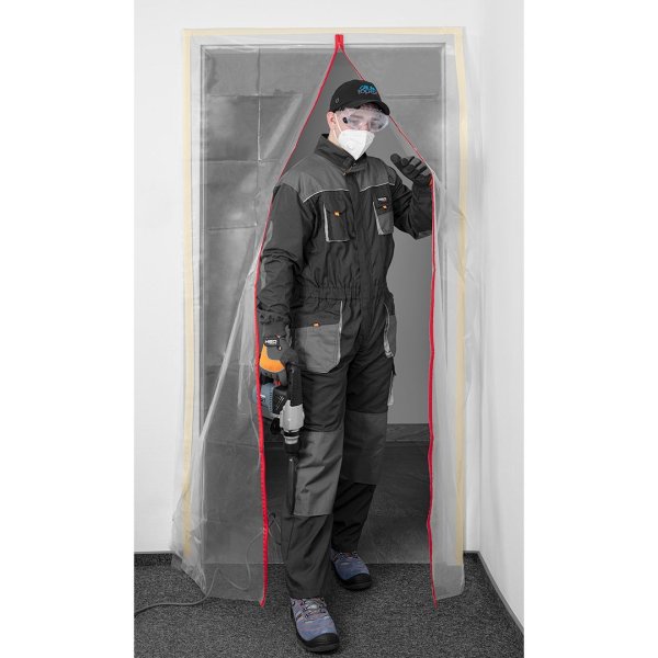 NEO TOOLS 49-801 protiprachová igelitová dveřní clona se zipem 2,14 x 1,21m tvar "I" Obrázek