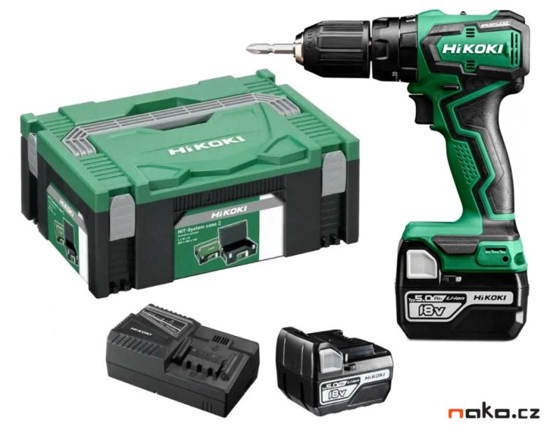 HiKOKI DV18DDWPZ bezuhlíková příklepová aku vrtačka 18V 2x 5Ah LiIon, Hitbox