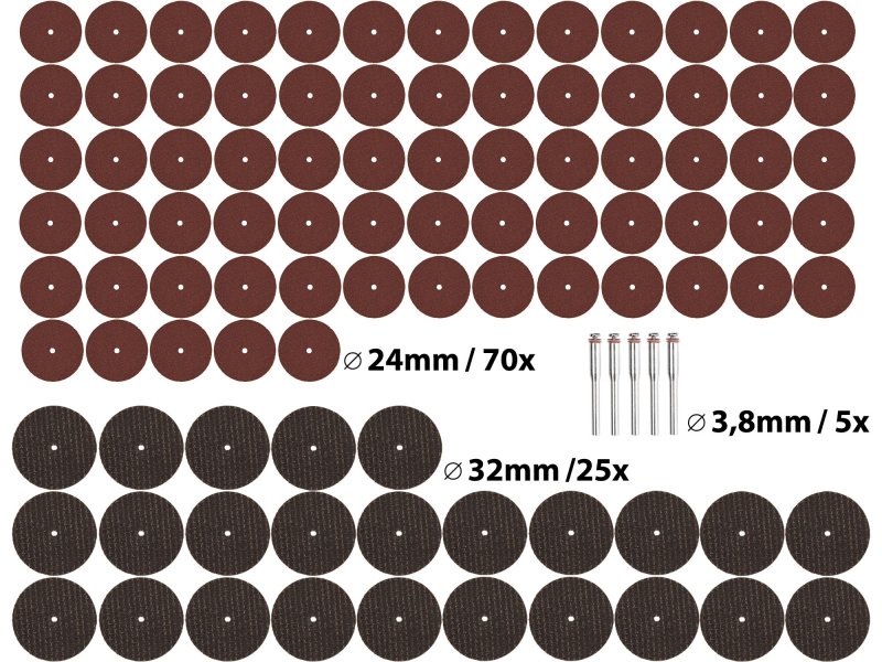 EXTOL CRAFT 903762 sada řezacích stopkových kotoučků 100ks, průměr stopky 3,2mm Obrázek