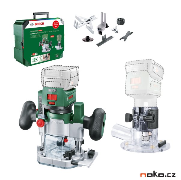 BOSCH AdvancedTrimRouter 18V-8 (verze bez aku) aku ohraňovací frézka + frézovací koš Obrázek
