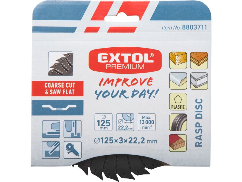 EXTOL PREMIUM 8803711 kotouč rašplový a pilový 125x3x22,2mm, hrubý sek Obrázek