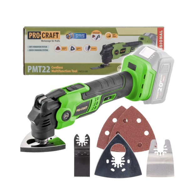 PROCRAFT PMT22bb bezuhlíková aku multifunkční oscilační bruska 20V (bez baterie)
