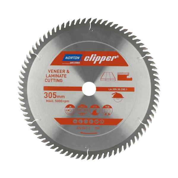 NORTON clipper 305x30mm 80z TCG pilový kotouč na lamino, dýhy a vinyly