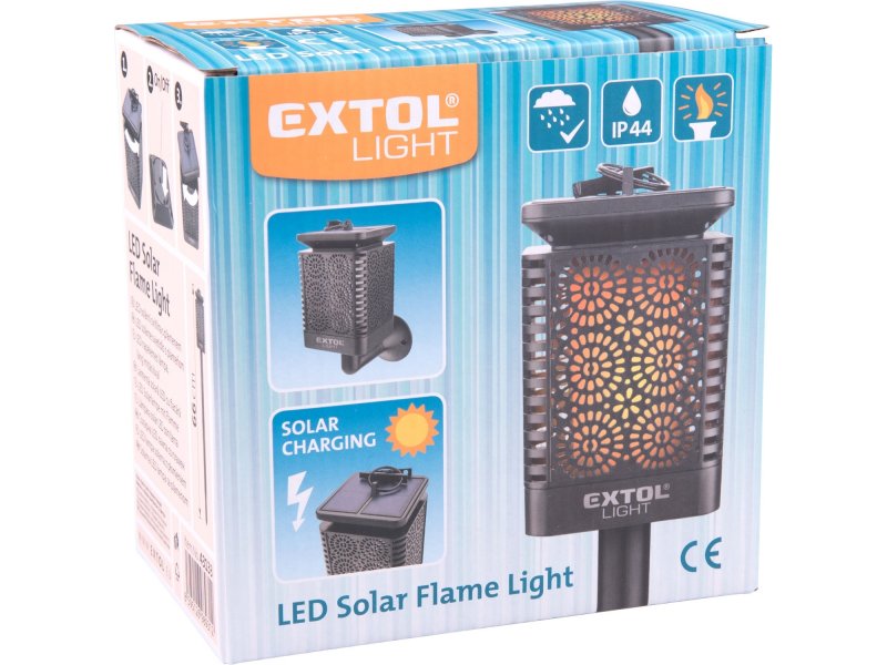 EXTOL LIGHT 43133 pochodeň LED s plamenem, solární nabíjení, 12x LED