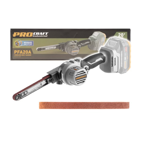 PROCRAFT Industrial PFA20A-BB bezuhlíkový aku pásový pilník (bez baterie a nabíječky)