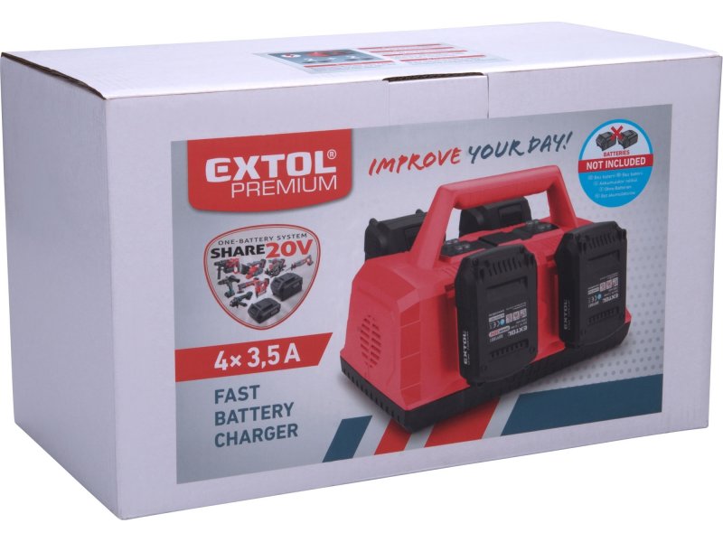 EXTOL PREMIUM 8891895 nabíječka na 4 baterie SHARE20V 3,5A Obrázek