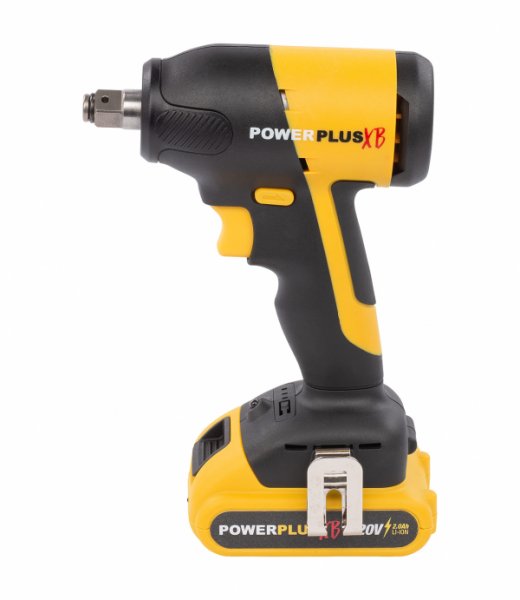 POWERPLUS POWXB30050 aku rázový utahovák 1/2" 20V LiIon 2Ah, bezuhlíkový Obrázek